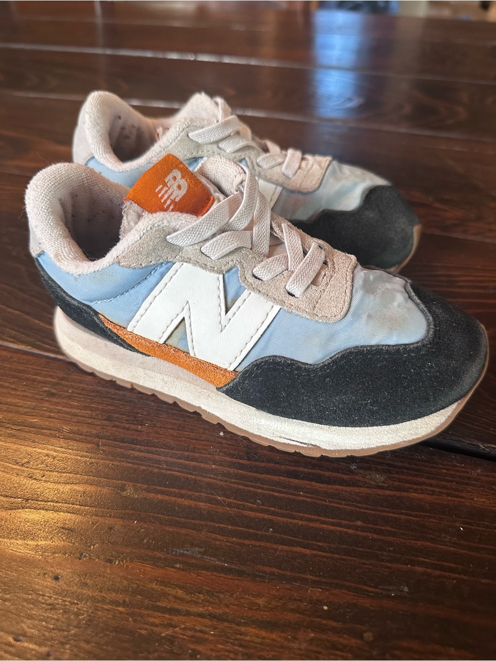 New Balance Kids Light Blue, Black and Orange Retro Sneakers